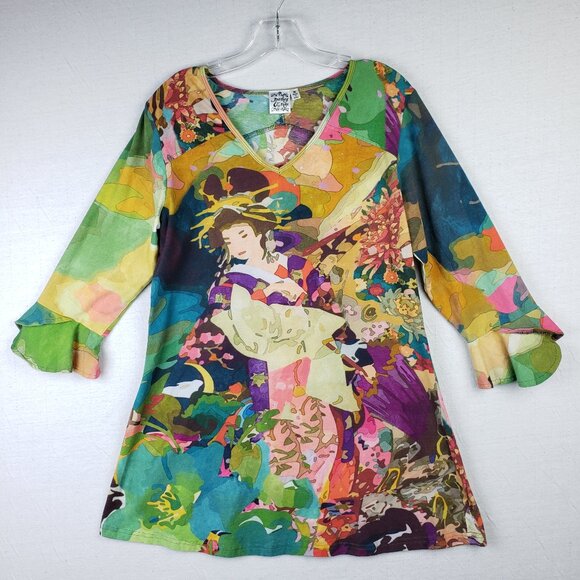 Parsley & Sage Tops - Parsley & Sage Tunic Top Art-to-Wear Colorful Print Abstract Geisha Boho size M